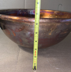 Heavy Solid Copper 14″ Bowl Kettle Rolled Edge Round Base Made In France Antique