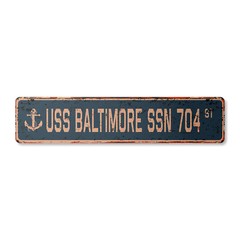 USS BALTIMORE SSN 704 Vintage Street Sign us navy ship veteran sailor rustic