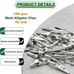 100 Pcs Metal Alligator Clips 52 Mm for Household Soldering and Electrical Test
