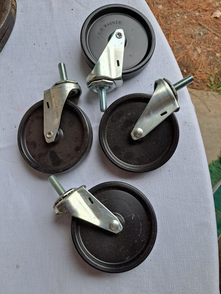 SET OF 4 NEW E.R. Wagner Stem Mount Swivel Caster 5″ Diam x 1″ Wide