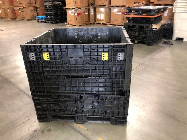 Used 48x45x42 Bulk Container HDPE 2 Drop Doors, Mixed Color & Black