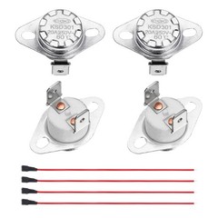 2 Pcs KSD301 Thermostat 60°C/140°F 20A N.C with Terminal Wire