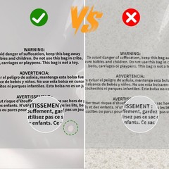 Clear Poly Bags with Suffocation Warning Self Seal Merchandise Packaging For FBA