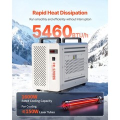 Uimoso Industrial Water Chiller 5460BTU/h Cooling System with Compressor 3.4 GPM