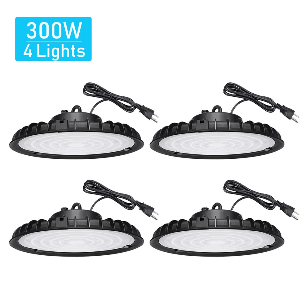4Pack 300W UFO Led High Bay Light Industrial Commercial Factory Lighting Fixture