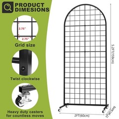 Display Grid Rack 5.2 ft Panel Detachable Stand Craft Art Gridwall Retail Tower