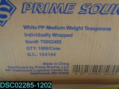 QTY=1,000:Prime Source Medium-Weight Wrapped White Teaspoon