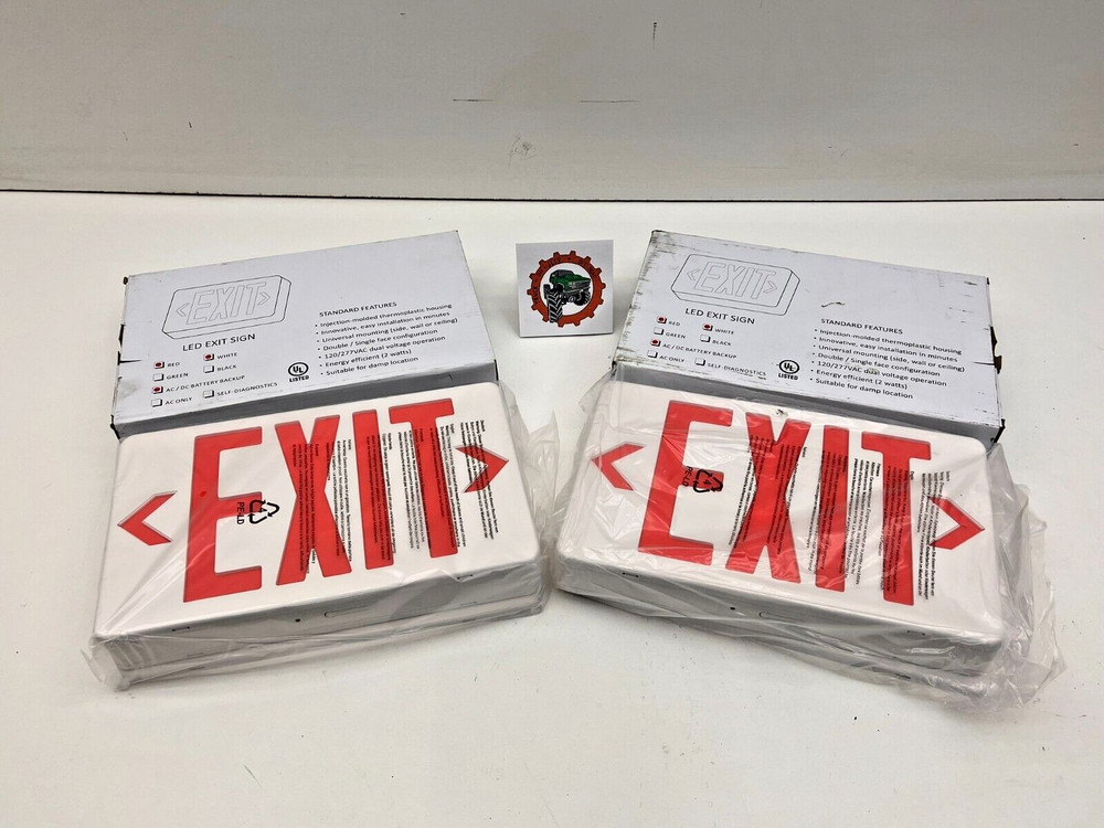 Exit Sign Red LED 120V 277V ELXN400RN Thomas Betts EMERGI-LITE Set of 2