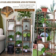 Plant Stand Indoor Outdoor, Tall Plant Shelf for Multiple Plants, 10 tiers 11Pot