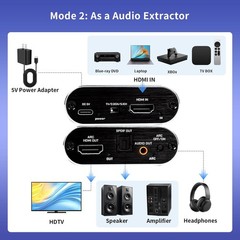 HDMI ARC Audio Extractor 4K 60Hz Adapter Optical Audio Output 3.5mm Converter