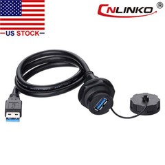 USB 3.0 Type A Panel Mount Connector Female Socket w/40″ Cable Waterproof IP67