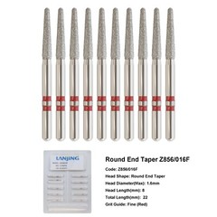 Dental Zirconia Cutting Bur Diamond Burs Round End Taper Z856 Friction Grip FG