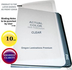 10 Mil Clear Report Covers 8-1/2 x 11 [100/pk] Plastic Binding Sheets unpunched
