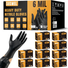 HEAVY DUTY 6 Mil Nitrile Gloves Disposable Latex Free Black Rubber Mechanic Tatt