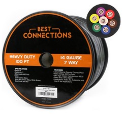 BEST CONNECTIONS 7 Way Trailer Wire (100 Feet) Heavy Duty 14 Gauge 7 Conducto…
