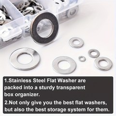 900PCS 304 Stainless Steel Flat Washer Set – Multi-Size for Repairs & DIY