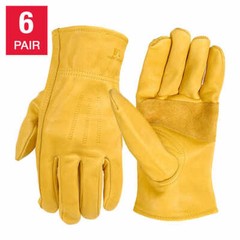 6 Paris Wells Lamont Men’s Leather Work Gloves 100% Cowhide Leather, NEW