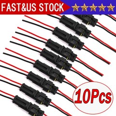 10PCS 2Pin Way Car Waterproof Male Female Electrical Connector Plug Wire Kit Set