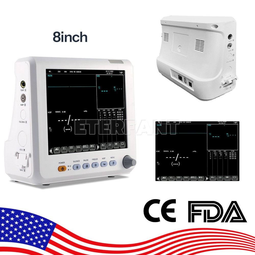 ETERFANT 8″ Patient Monitor ICU CCU Vital Sign for Hospital NIBP SPO2 PR TEMP US