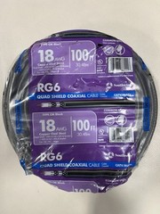 Southwire 56918443 100 ft. RG6 Quad Shield Black CM Coaxial Cable