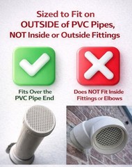 Copper PVC Pipe End Cap with Integral Screens for Socket Fit on End of Pipe