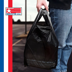 1000 Bags 1/6 Black (21 x 6.5 x 11.5) T-Shirt Plastic Grocery Shopping Bag NEW