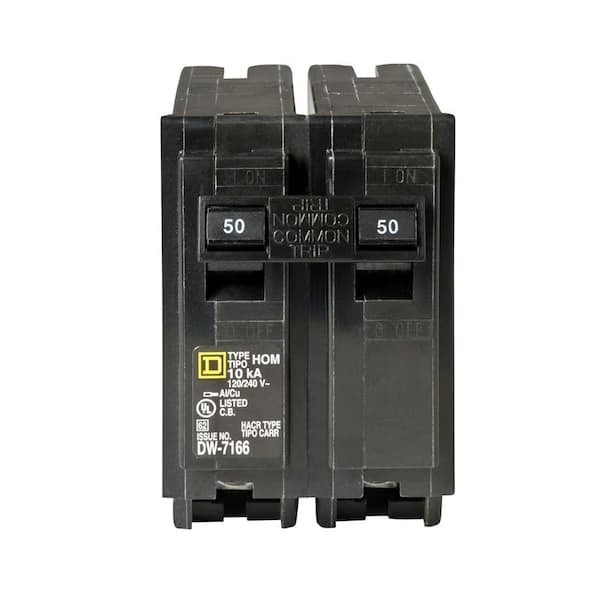 Circuit Breaker Square D 50 Amp 2 Pole Homeline Standard Trip Residential Black