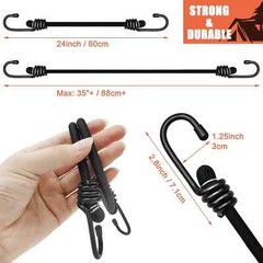 8mm HEAVY DUTY BLACK MARINE GRADE BUNGEE CORD Tarp Tie Down Strap 12-20-30-40″