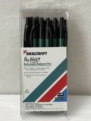 New Skilcraft Retractable Ballpoint Pens 12-PACK Black Ink Medium Point