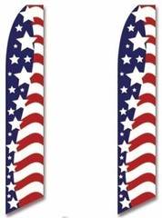 2 (two) Pack Tall Swooper Flags USA America American Stars Stripes