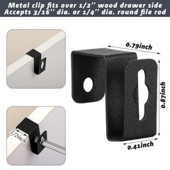 Hicarer 8 Pcs Metal Hanging File Bracket Clips Storage 0.5 inches, Black