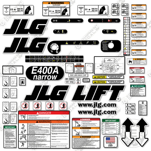 Fits JLG E400A Narrow Decal Kit Electric Boom Lift – 3M Vinyl!