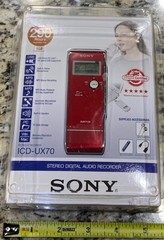 Sony ICD-UX70 Stereo Digital Audio Recorder – Red (290 Hours Recording Time) New
