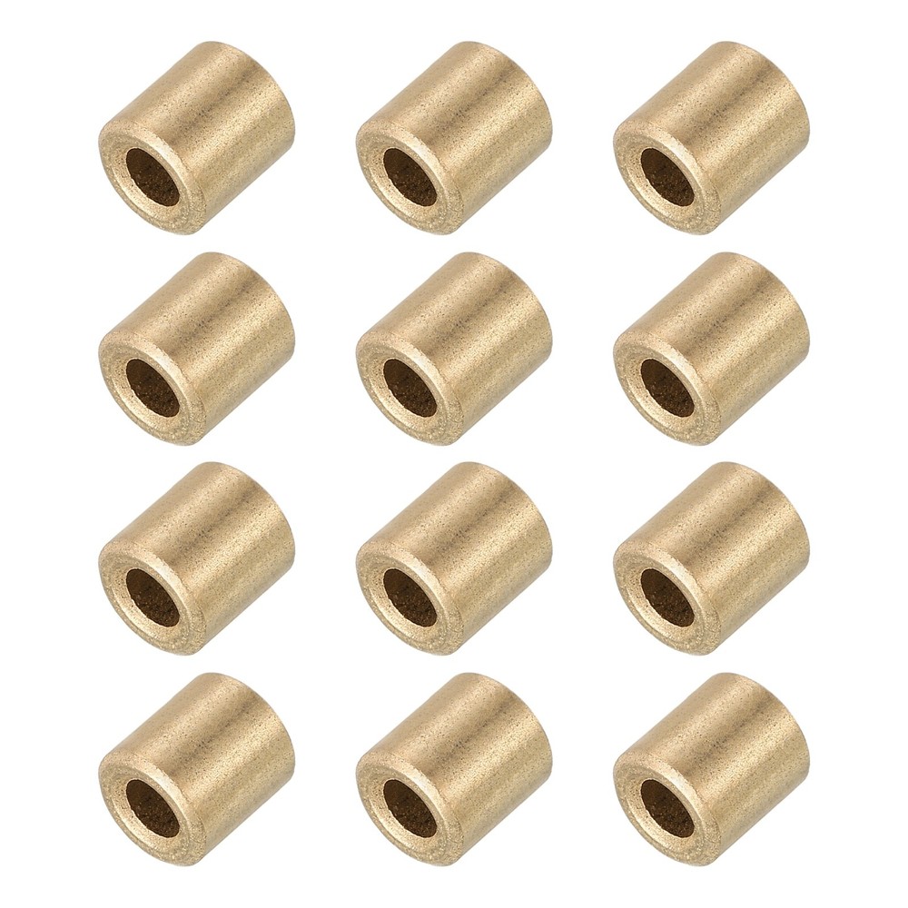 3mm Bore x 6mm OD x 6mm Length Sleeve Bearings Gold Tone 12 Pack