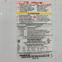 France 9030 P5KA2NG-2UE Neon Sign Transformer PRI: 120V SEC: 9000V 9kV 30mA