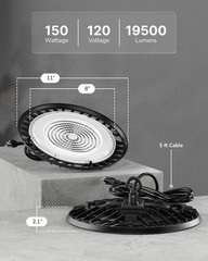 Sunco 10 Pack UFO LED High Bay Light, 150W, 19500 Lumens, 5000k Ultra Bright …