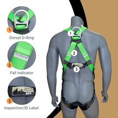 AFP Universal Full-Body Fall Protection Safety Harness w/ 3 1 Pack,