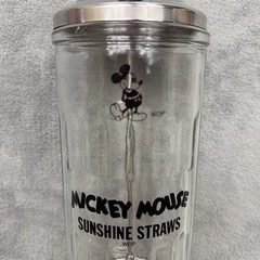 Vintage Disney Mickey Mouse Sunshine Straw Canister Dispenser WDP Black Logo MCM