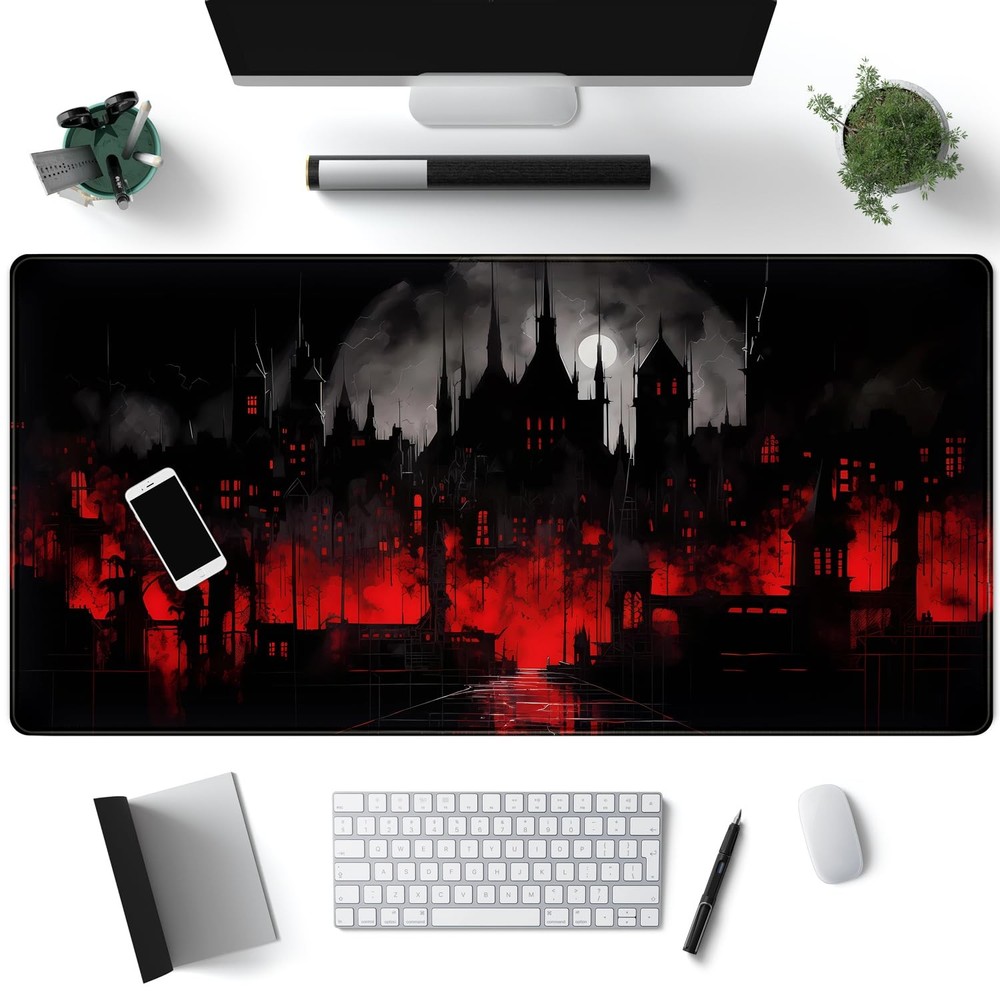 Black Castle Large Mouse Pad Red 31.5L x 15.8W inches, and