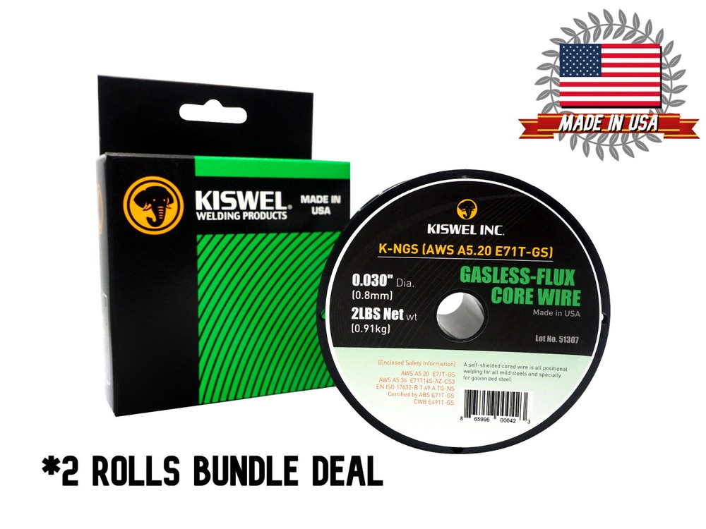 (Made in USA) E71T-GS .030 in. Dia 2lb Gasless-Flux Core Wire Welding (2 Rolls)