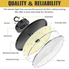 200W AC 100-277V LED High Bay Light Fixture Warehouse Garage Factory Shop Lights