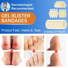 Blister Bandages for Feet, 21PCS Hydrocolloid Prevention 1pack, No