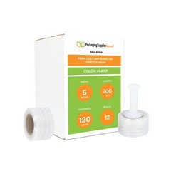 12 Rolls Clear 5″ x 700 Ft x 120 Ga Mini Pallet Wrap Stretch Film Made In Usa