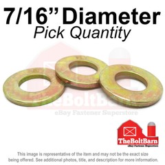 7/16″ SAE Flat Washers Grade 8 Steel Zinc Yellow (Pick Quantity)