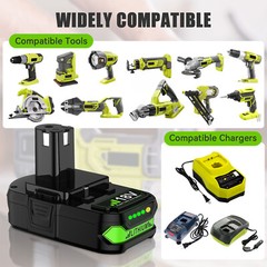 2Pack 18V 3.6Ah Lithium P102 Battery For P104 P105 P108 P109 RB18L25 For Ryobi