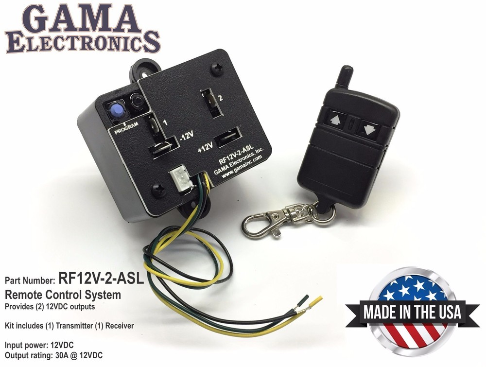 RF Remote Control Two 12-Volt Outputs w/aux. switch leads