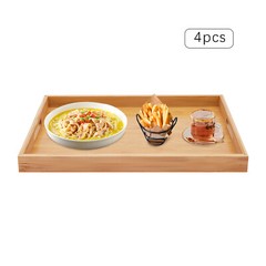 Bamboo Serving Trays 4-Piece Set Rectangular 18.1 × 13 × 1.4 In Log Color