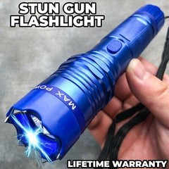 Tactical Military 599MV Stun Gun Rechargeable LED Flashlight Self Defense Blue