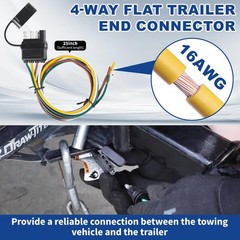 25 Inch 4-Way 4 Prong Trailer Wiring Harness Plug Male End Replacement Connector