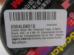 Scotch Vinyl 700 Electrical Tape 5 Rolls Black 3/4-in x 66-ft Commercial Grade